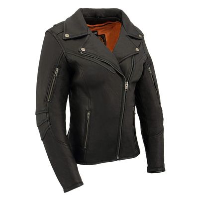 Milwaukee Leather MLL2581 Women's Black 'Classic' Leather Lightweight Long Length Vented Jacket Milwaukee Leather MLL2581 Women's Black 'Classic' Leather Lightweight Long Length Vented Jacket