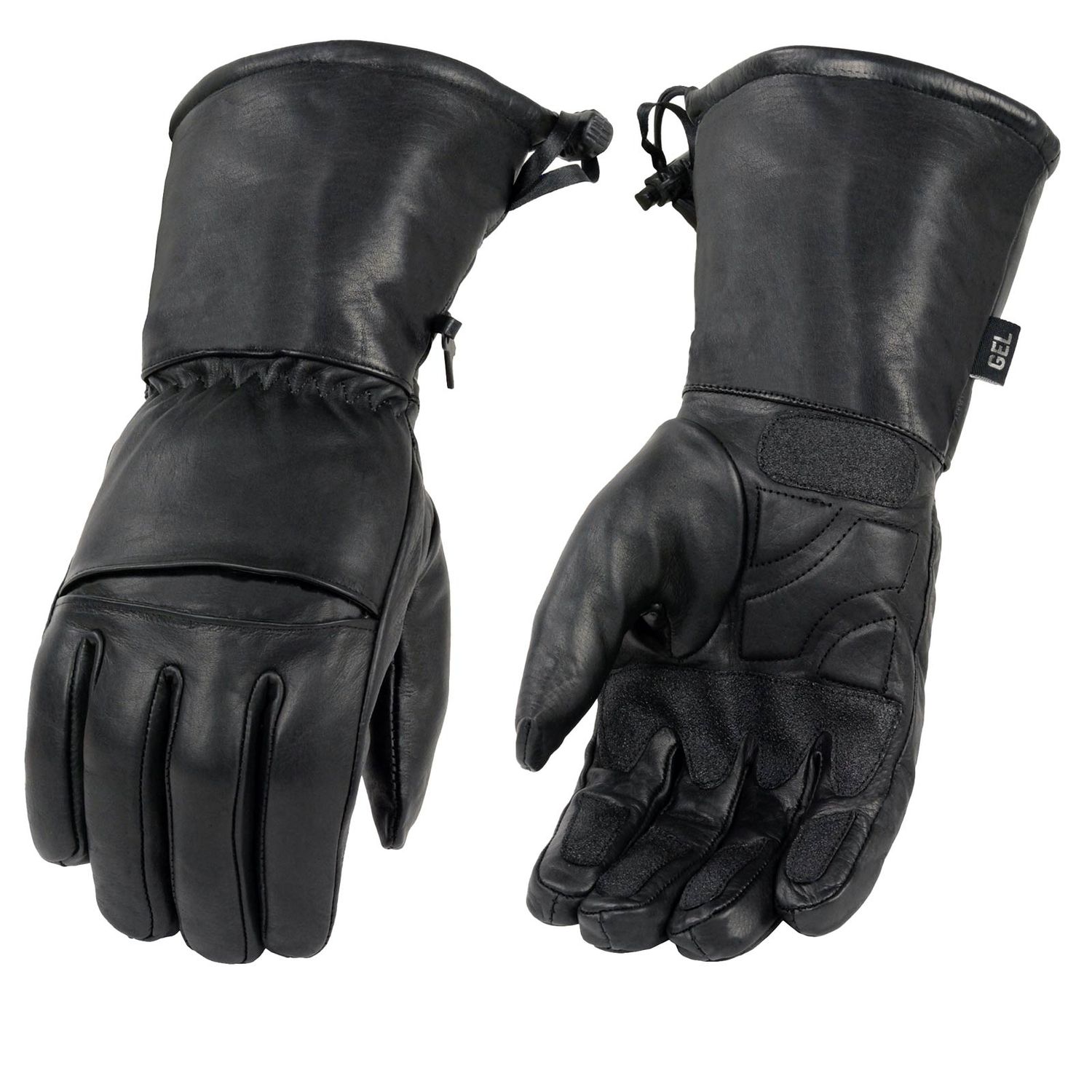 Milwaukee Leather Men's Black Gauntlet Motorcycle Hand Gloves-Black Leather Waterproof Gel Palm Soft Skin-SH292 Milwaukee Leather Men's Black Gauntlet Motorcycle Hand Gloves-Black Leather Waterproof Gel Palm Soft Skin-SH292