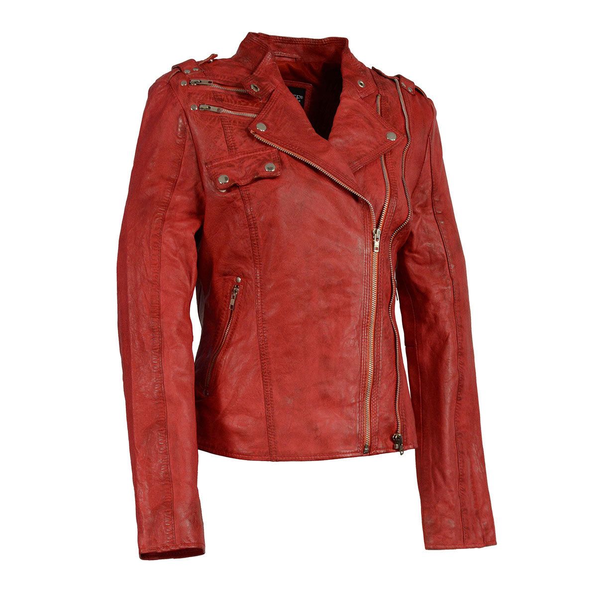 Milwaukee Leather Women's Distressed Red Vegan Leather Motorcycle Style Fashion Jacket SFL2845 Milwaukee Leather Women's Distressed Red Vegan Leather Motorcycle Style Fashion Jacket SFL2845