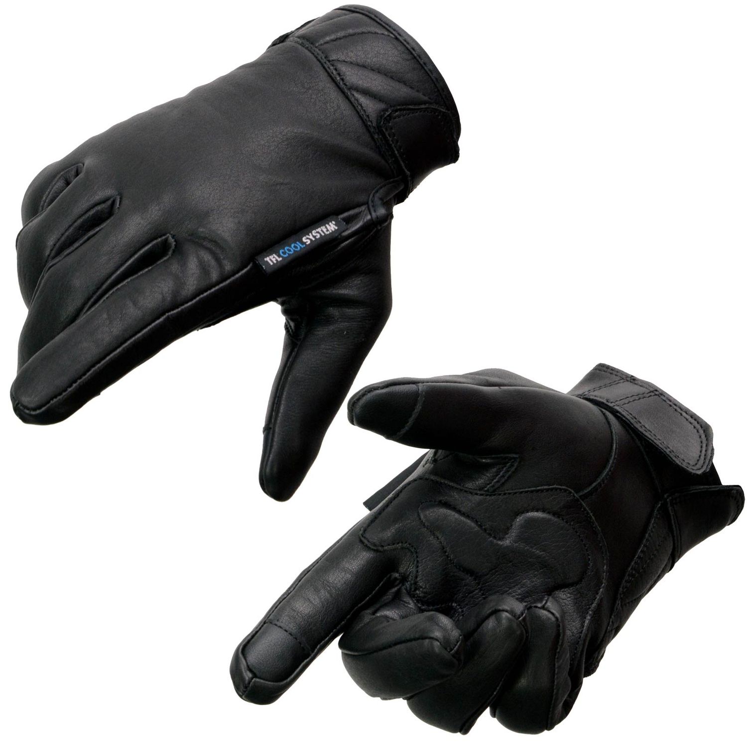 Milwaukee Leather MG7502 Men's Black Leather ‘Cool-Tec’ with i-Touch Screen Compatible Gel Palm Motorcycle Hand Gloves Milwaukee Leather MG7502 Men's Black Leather ‘Cool-Tec’ with i-Touch Screen Compatible Gel Palm Motorcycle Hand Gloves