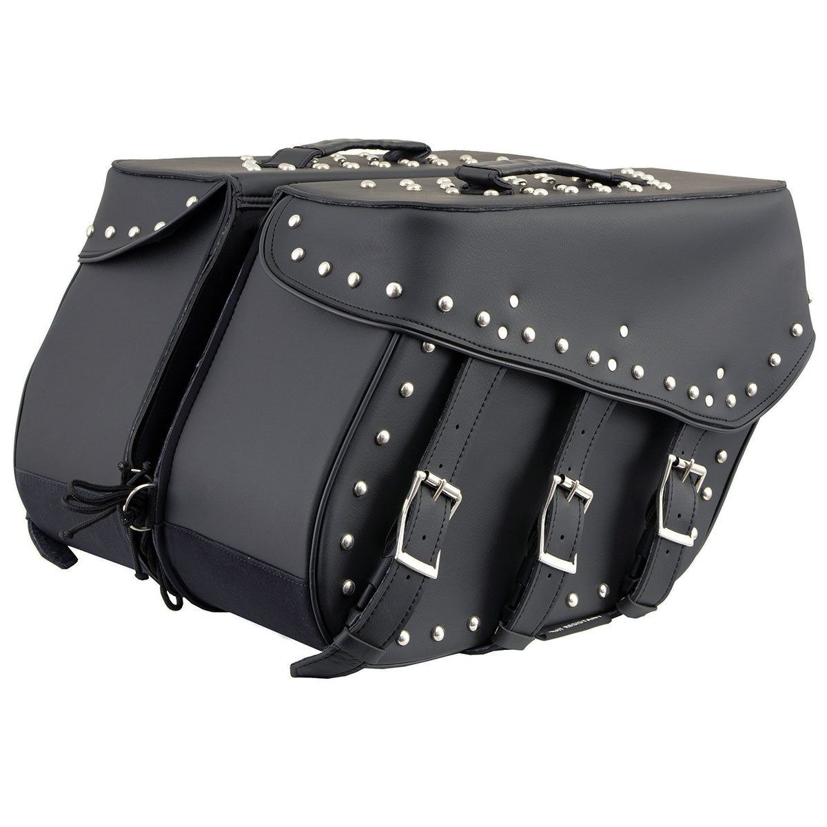 Milwaukee Leather SH551ZB Black PVC Zip Off Chrome Studded