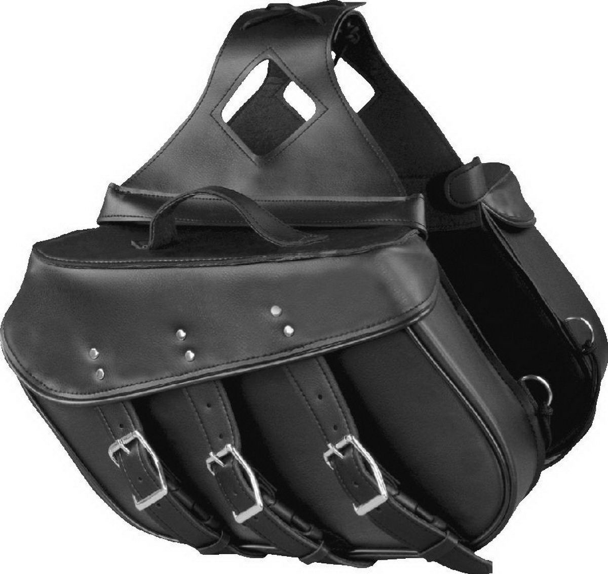 Milwaukee Leather SH55103ZB Zip Off Black Plain PVC Three Strap Motorcycle Saddlebags Milwaukee Leather SH55103ZB Zip Off Black Plain PVC Three Strap Motorcycle Saddlebags