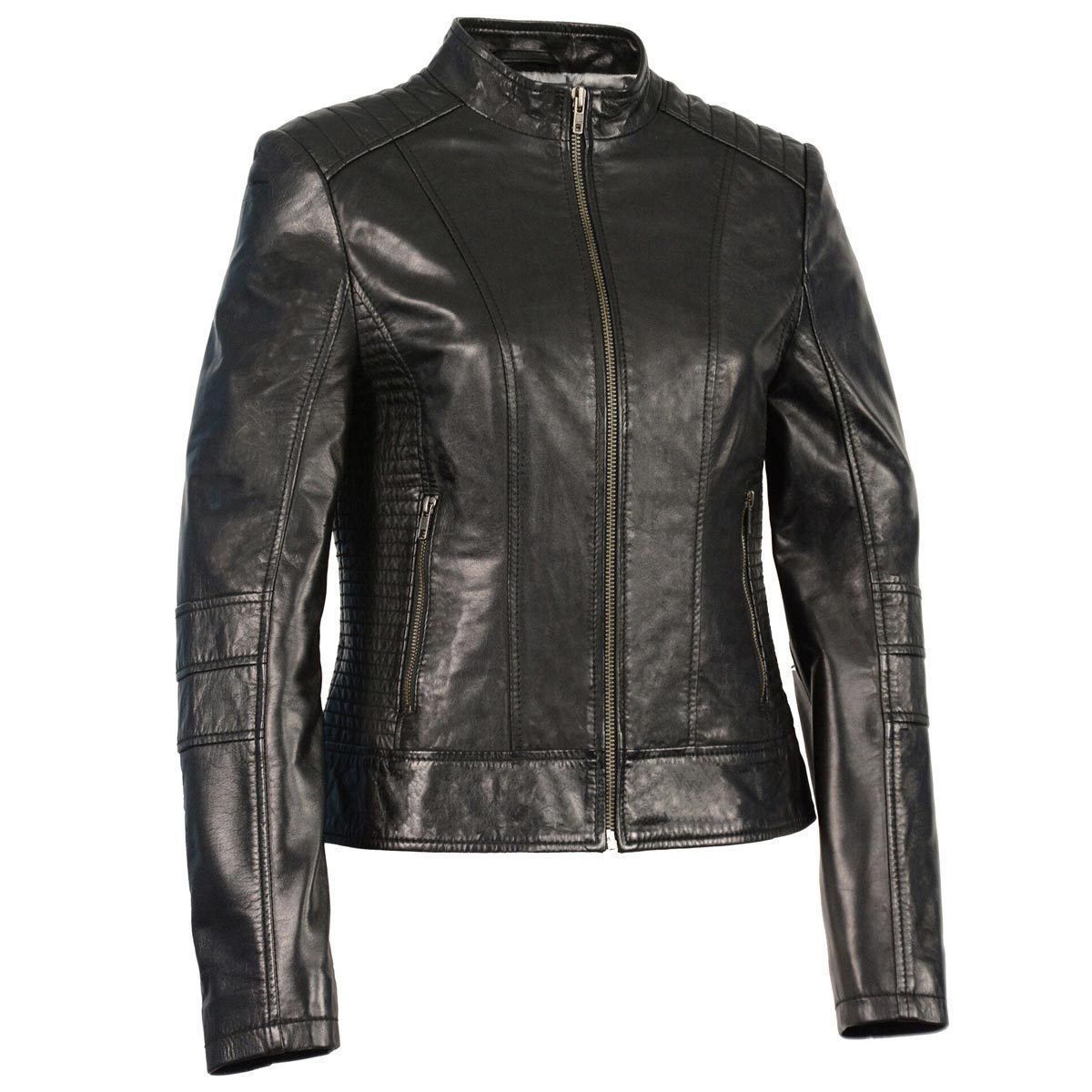 Milwaukee Leather Women's Zip Front Stand Up Collar Black Leather Jacket SFL2860 Milwaukee Leather Women's Zip Front Stand Up Collar Black Leather Jacket SFL2860