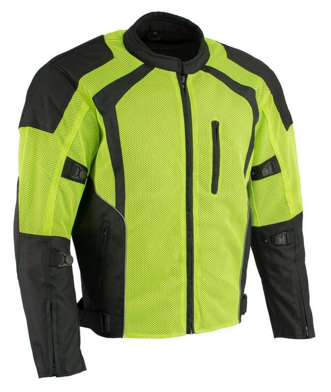 Milwaukee Leather MPM1793 Green High Vis Armored Mesh Motorcycle Jacket for Men - All Season Biker Jacket Milwaukee Leather MPM1793 Green High Vis Armored Mesh Motorcycle Jacket for Men - All Season Biker Jacket