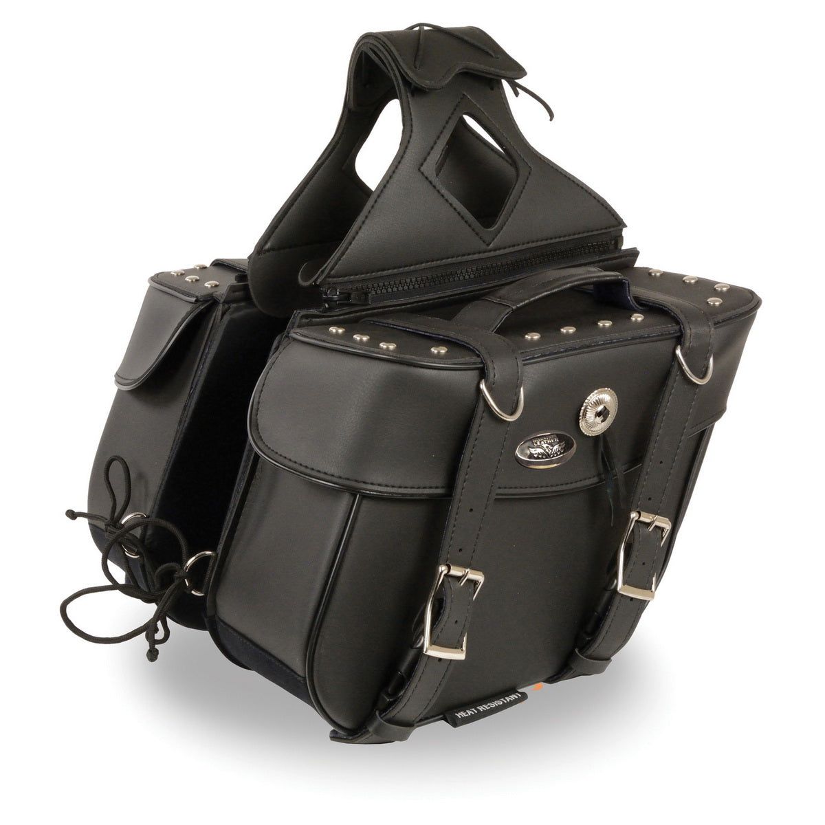 Milwaukee Leather SH629ZB Black Zip-Off PVC Motorcycle Throw Over Saddlebags with Rivets Milwaukee Leather SH629ZB Black Zip-Off PVC Motorcycle Throw Over Saddlebags with Rivets
