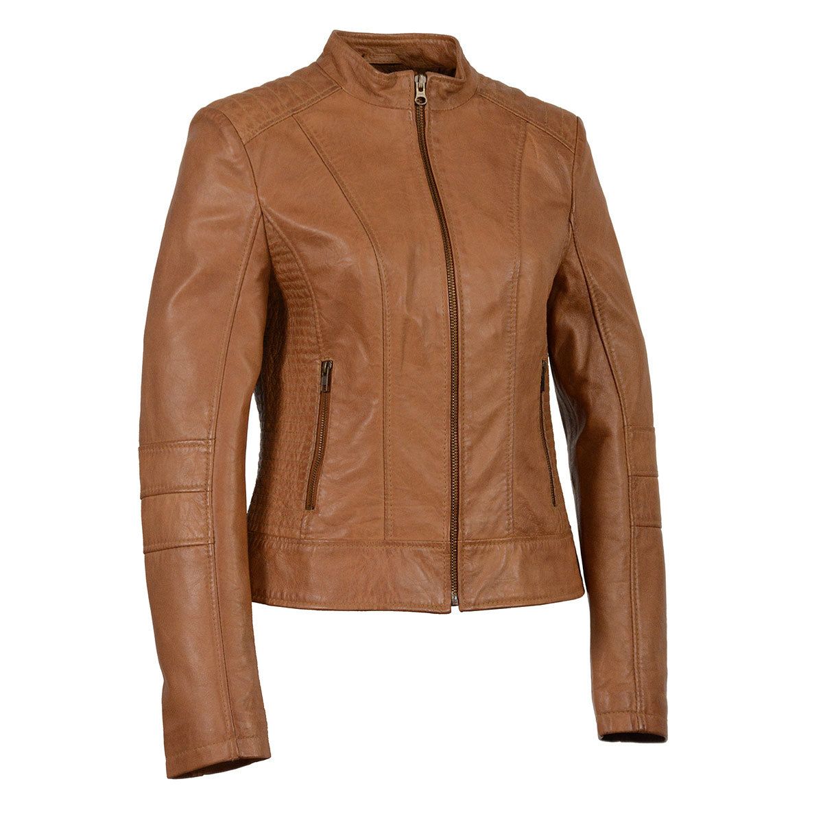 Milwaukee Leather SFL2860 Women's Saddle Zip Front Stand Up Collar Leather Jacket Milwaukee Leather SFL2860 Women's Saddle Zip Front Stand Up Collar Leather Jacket