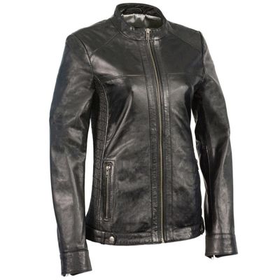 Milwaukee Leather SFL2855 Women's Black Zip Front Fashion Leather Jacket with Side Stretch Fitting Milwaukee Leather SFL2855 Women's Black Zip Front Fashion Leather Jacket with Side Stretch Fitting