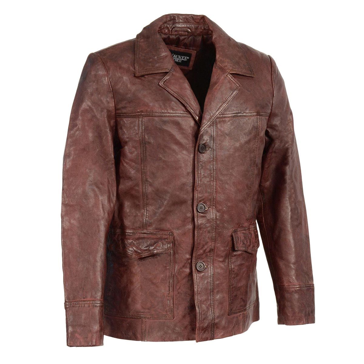 Milwaukee Leather SFM1870 Men's Classic Red Leather Button Closure Car Coat Blazer Jacket Milwaukee Leather SFM1870 Men's Classic Red Leather Button Closure Car Coat Blazer Jacket