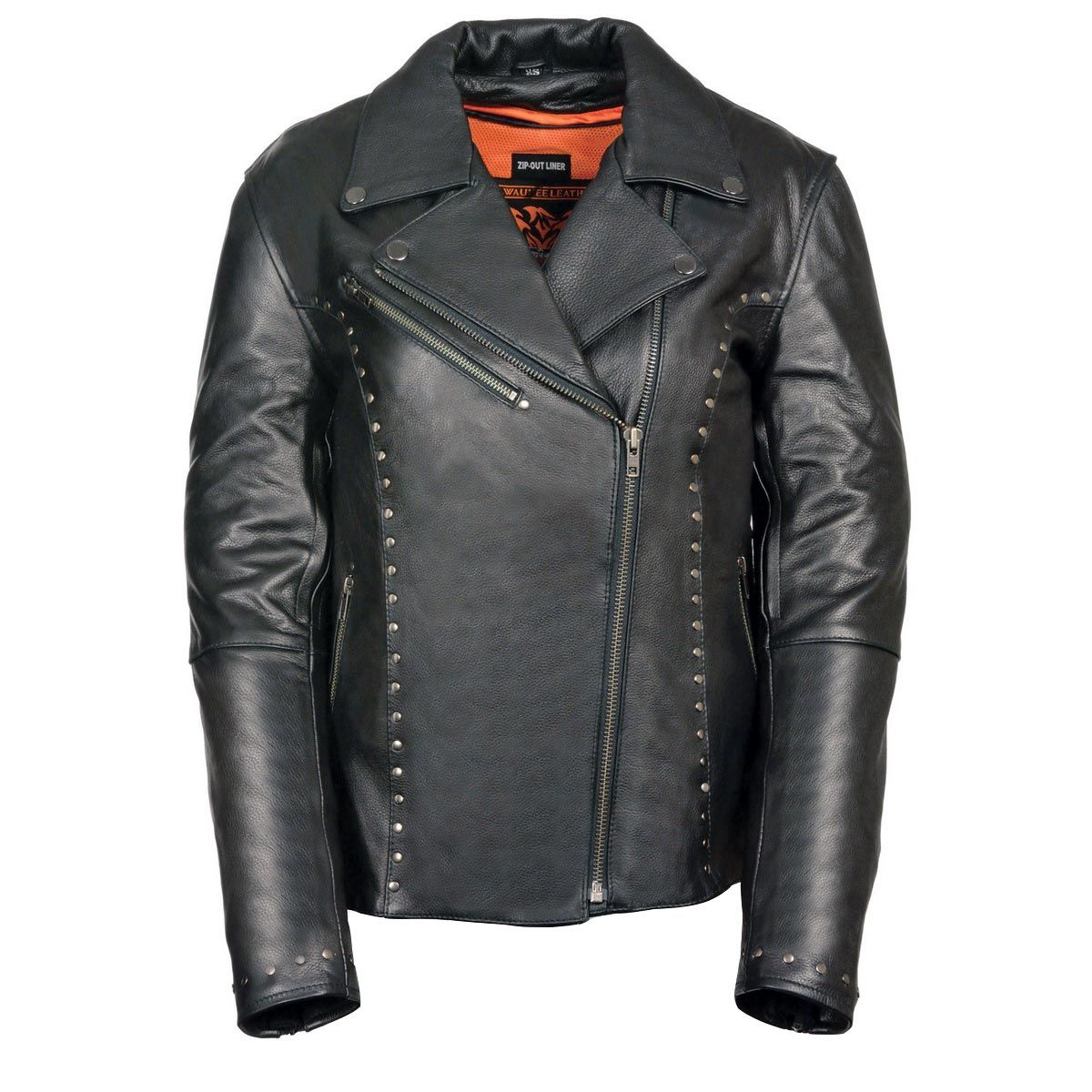Milwaukee Leather ML1948 Women's Classic Riveted Motorcycle Black Leather Jacket Milwaukee Leather ML1948 Women's Classic Riveted Motorcycle Black Leather Jacket