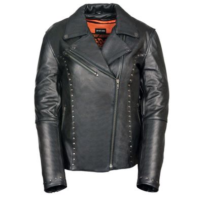 Milwaukee Leather ML1948 Women's Classic Riveted Motorcycle Black Leather Jacket Milwaukee Leather ML1948 Women's Classic Riveted Motorcycle Black Leather Jacket