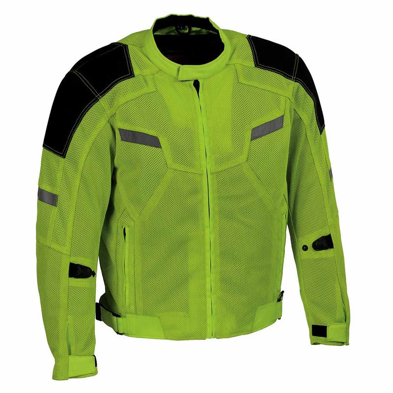Milwaukee Leather MPM1792 Men's Black and High-Viz Green CE Armored Textile Motorcycle Jacket- All Season Biker Jacket Milwaukee Leather MPM1792 Men's Black and High-Viz Green CE Armored Textile Motorcycle Jacket- All Season Biker Jacket