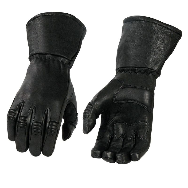 Milwaukee Leather G039 Men's Black Gauntlet Motorcycle Deerskin Long Cuff Thermal Lined Gloves