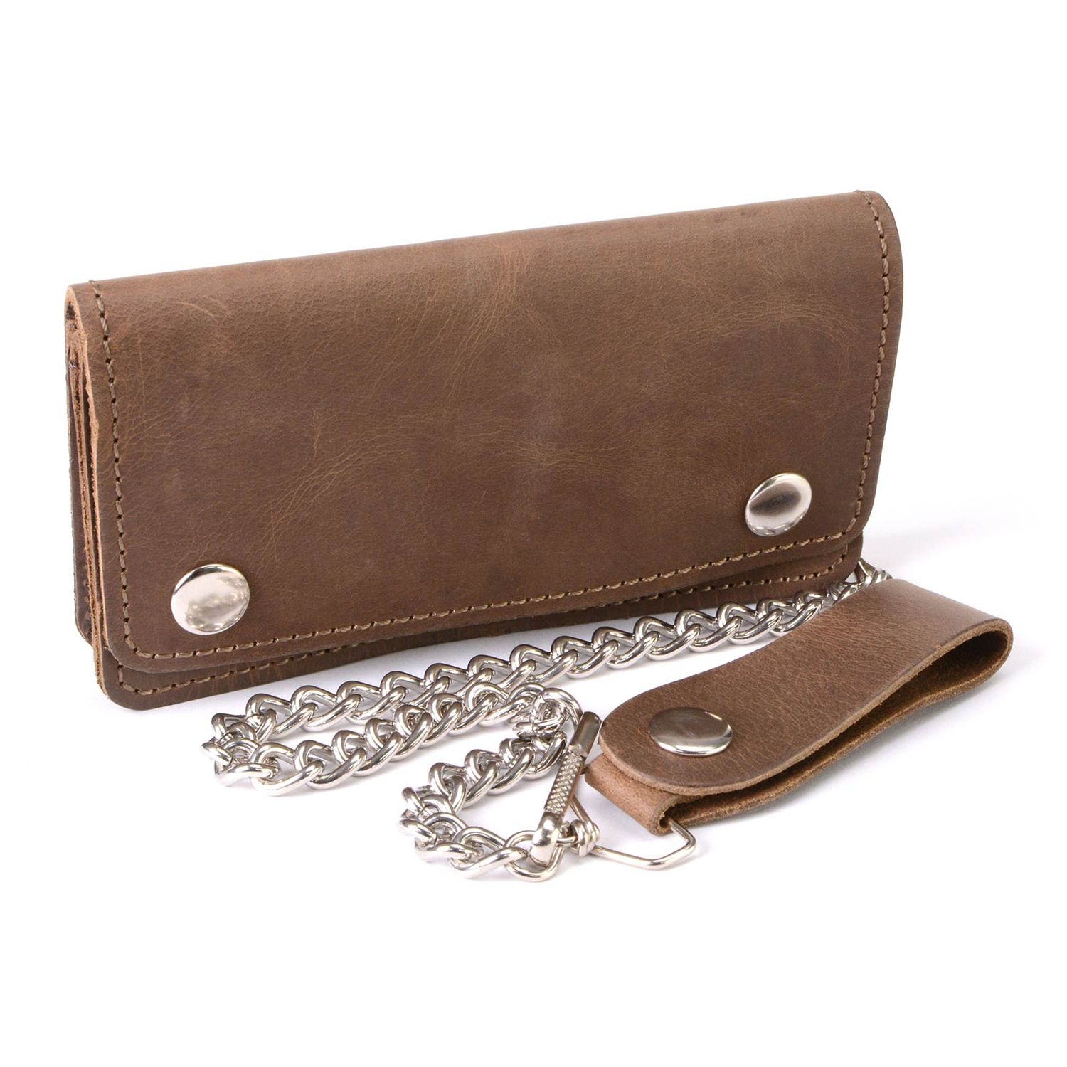 Milwaukee Leather MLW7817 Men's 8” Distress Brown Leather Bi-Fold Biker Wallet w/ Anti-Theft Stainless Steel Chain Milwaukee Leather MLW7817 Men's 8” Distress Brown Leather Bi-Fold Biker Wallet w/ Anti-Theft Stainless Steel Chain