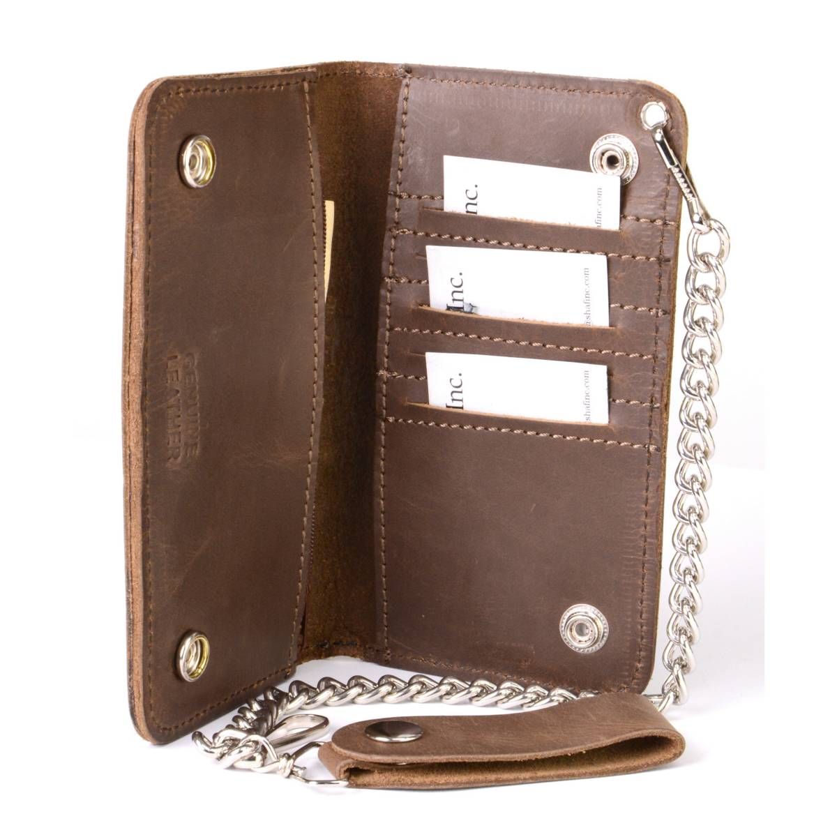 Milwaukee Leather MLW7887 Men's 6.75” Distress Brown Leather Bi-Fold Biker Wallet w/ Anti-Theft Stainless Steel Chain Milwaukee Leather MLW7887 Men's 6.75” Distress Brown Leather Bi-Fold Biker Wallet w/ Anti-Theft Stainless Steel Chain