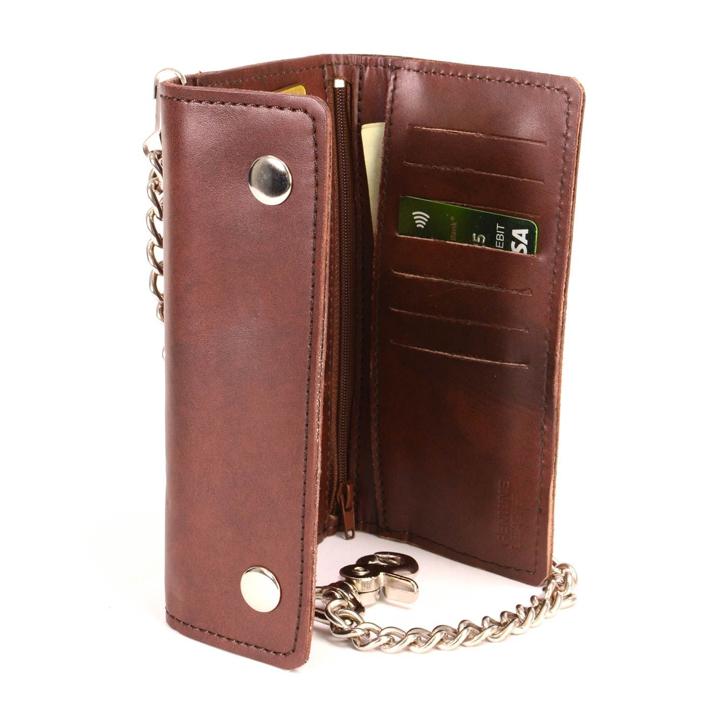 Milwaukee Leather Men's 7-Inch Antique Brown Leather Tri-Fold Biker Wallet w/ Swivel Trigger Clip & Chain MLW7888 Milwaukee Leather Men's 7-Inch Antique Brown Leather Tri-Fold Biker Wallet w/ Swivel Trigger Clip & Chain MLW7888