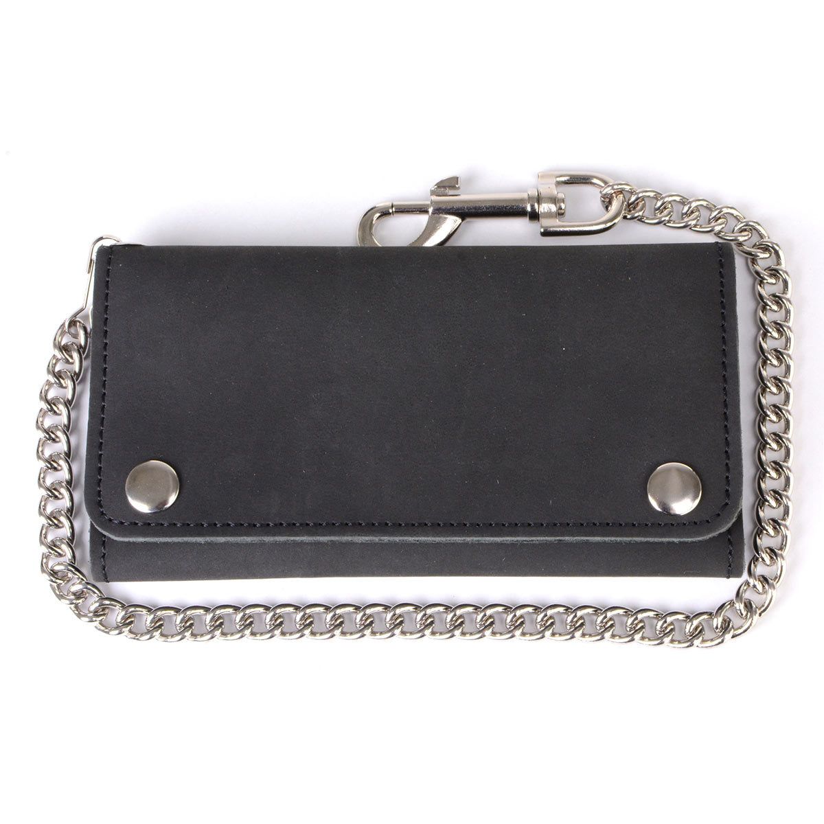 Milwaukee Leather MLW7891 Men's 7 Milwaukee Leather MLW7891 Men's 7" Premium Leather Tri-Fold Biker Wallet w/ Anti-Theft Stainless Steel Chain and Zipper Pocket