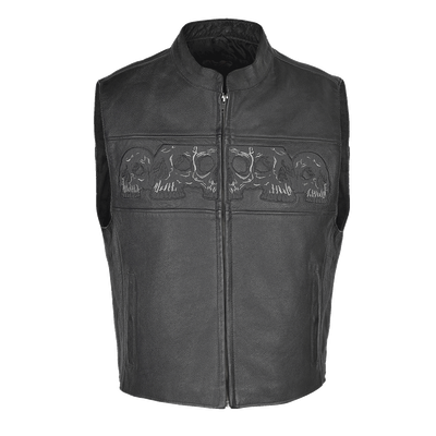 VL935 Vance Leather Men's Reflective Skull Vest with 4 Pockets VL935 Vance Leather Men's Reflective Skull Vest with 4 Pockets