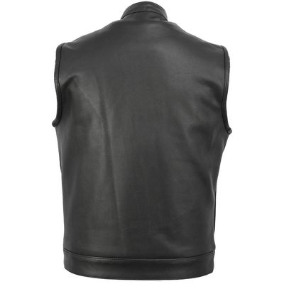 VL914H Zipper and Snap Closure Leather Motorcycle Club Vest with Hoodie and 2 Gun Pockets VL914H Zipper and Snap Closure Leather Motorcycle Club Vest with Hoodie and 2 Gun Pockets