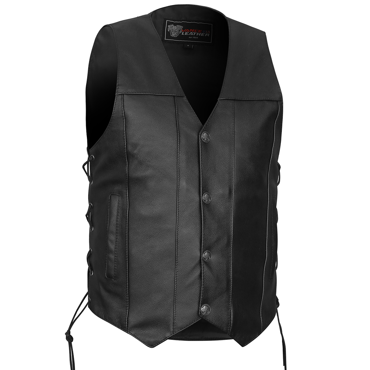 VL907 Vance Leather Premium Cowhide Vest with Buffalo Nickel Snaps and Gun Pocket