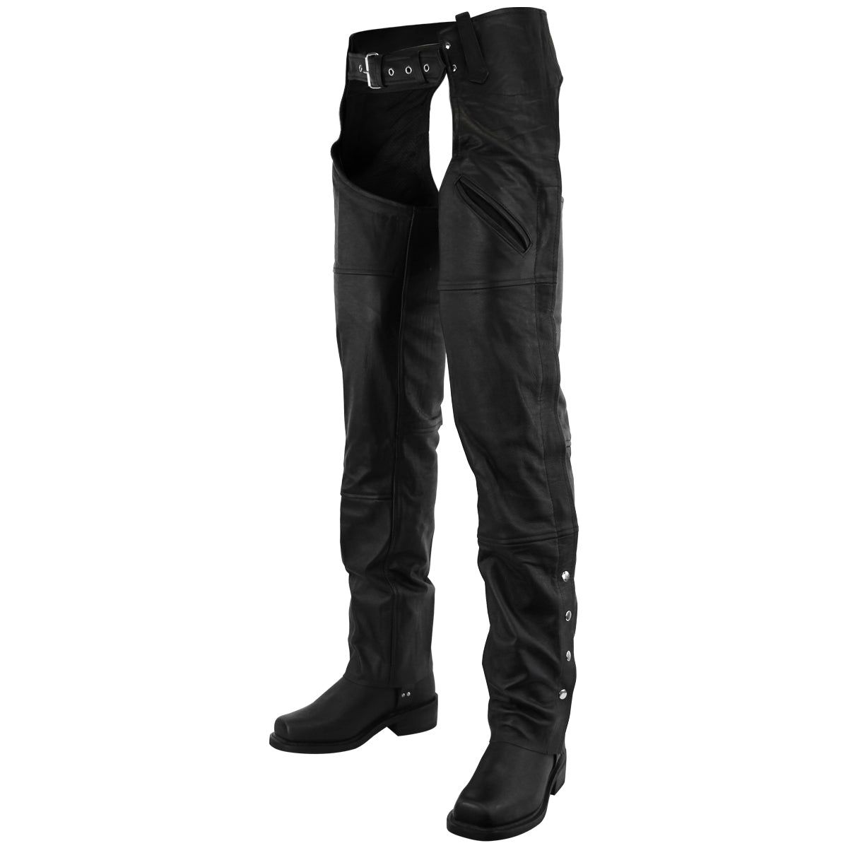 VL812 Premium Cowhide Deep Pocket Leather Chaps