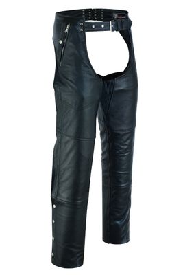 VL811S Vance Leather Men and Women Black Four Pocket Biker Leather Motorcycle Chaps