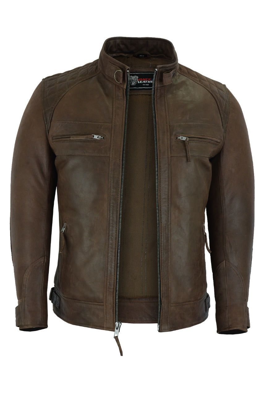 VL550CBr Vance Leathers' Men's Cafe Racer Waxed Lambskin Chocolate Brown Motorcycle Leather Jacket VL550CBr Vance Leathers' Men's Cafe Racer Waxed Lambskin Chocolate Brown Motorcycle Leather Jacket