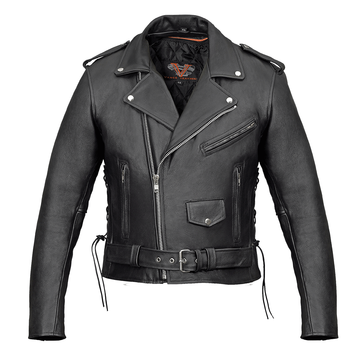 VL515S Men's Basic Classic Motorcycle Jacket with Lace Sides & Zip out Liner