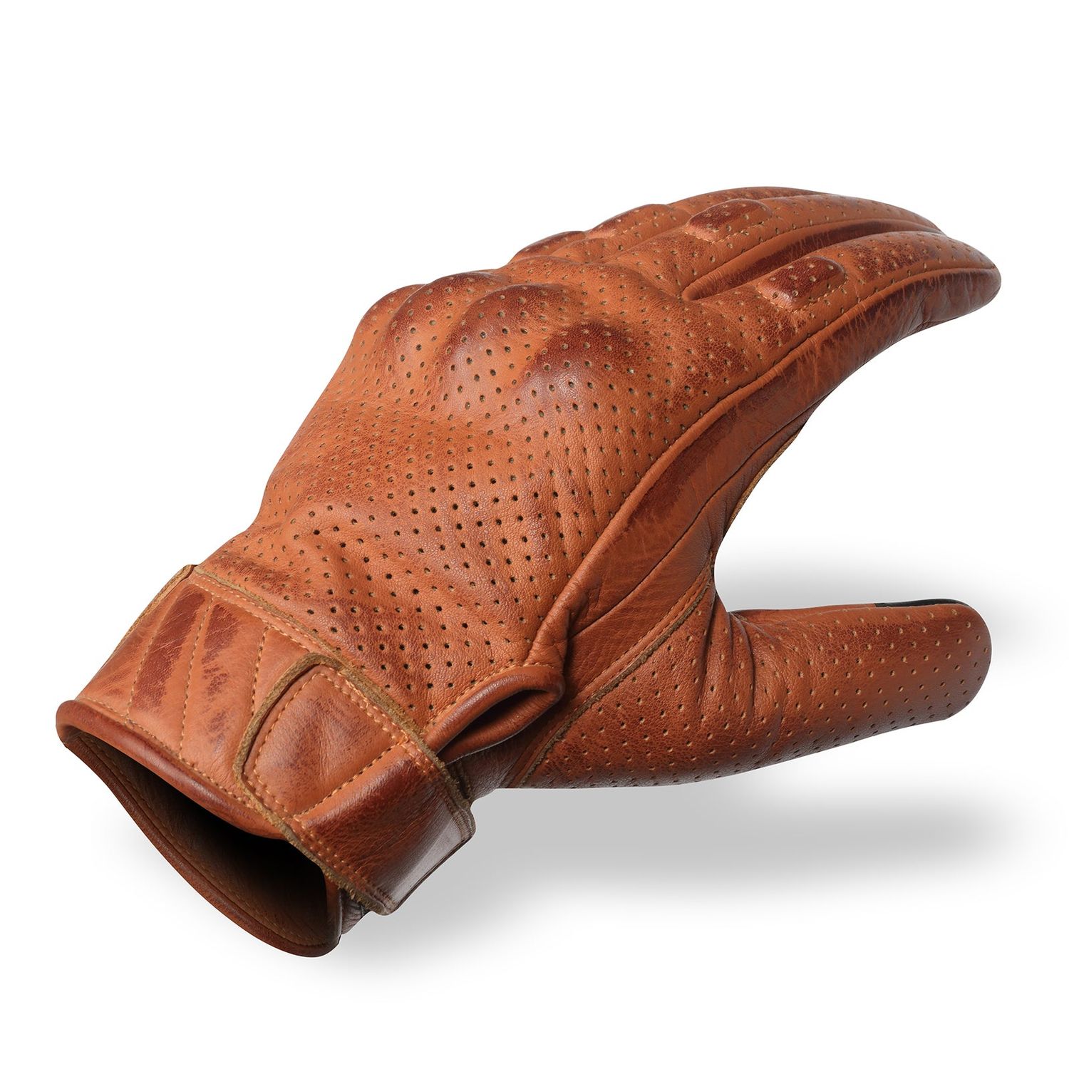 VL412Br Men's Premium Waxed Austin Brown Leather Perforated Motorcycle Gloves VL412Br Men's Premium Waxed Austin Brown Leather Perforated Motorcycle Gloves