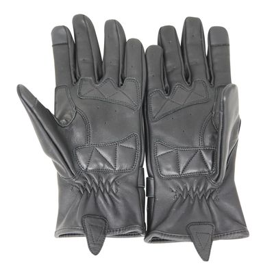 VL416 Women's Premium Waxed Leather Motorcycle Gloves with White stitching