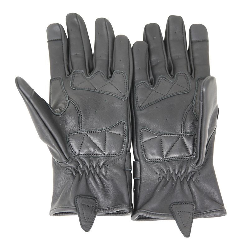 VL416 Women's Premium Waxed Leather Motorcycle Gloves with White stitching