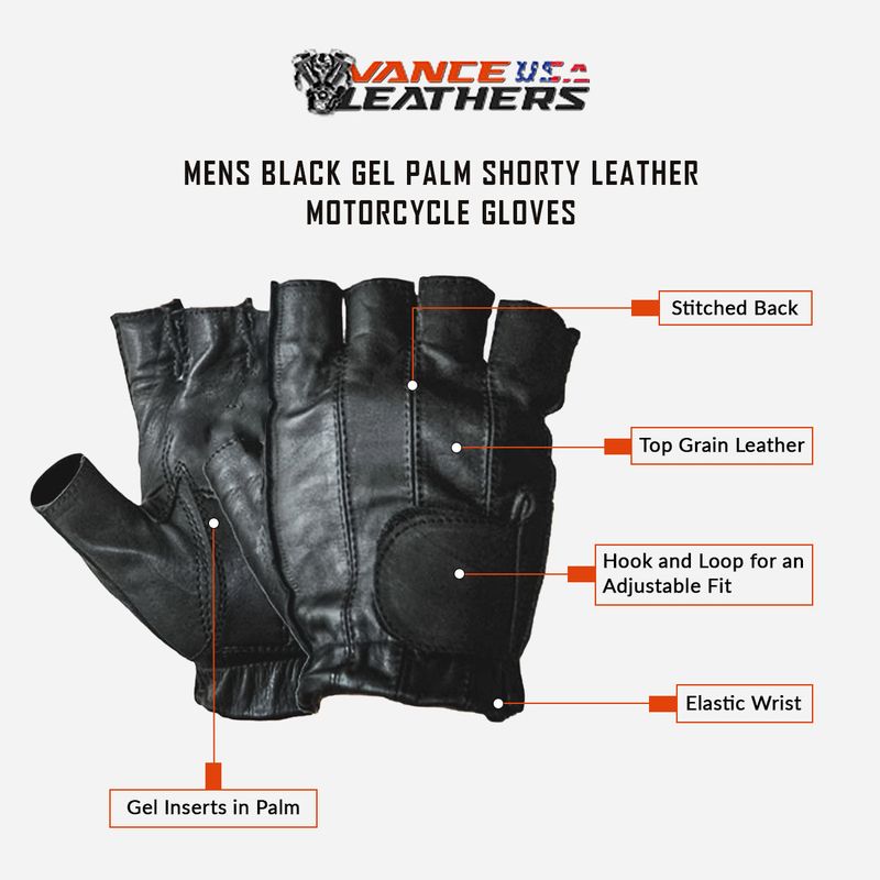 VL405 Vance Leather Gel Palm Shorty Glove