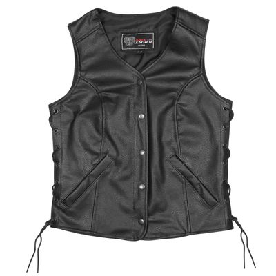 VL1048S Economy Leather Ladies Five-Snap Lace Side Vest