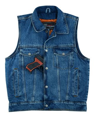 VB917Bl Men's Blue Denim Vest with Collar VB917Bl Men's Blue Denim Vest with Collar