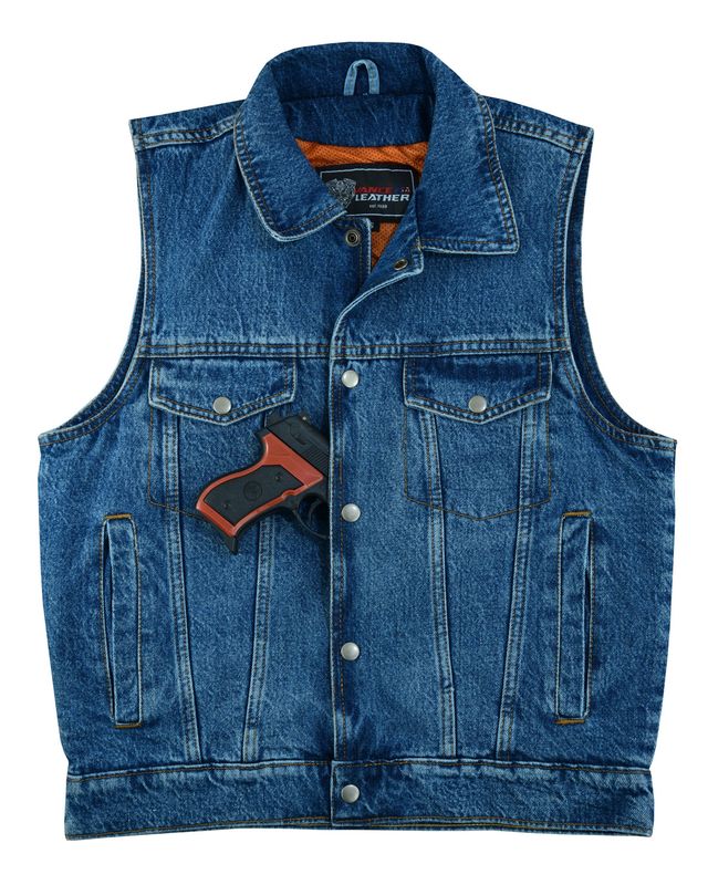 VB917Bl Men's Blue Denim Vest with Collar VB917Bl Men's Blue Denim Vest with Collar