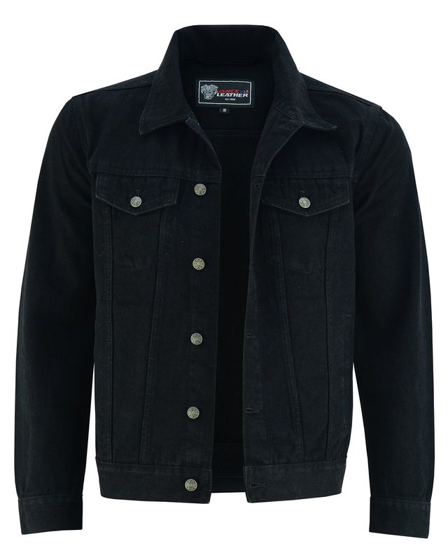VB510BK Men's Black Heavy Duty Denim Button Front Jacket VB510BK Men's Black Heavy Duty Denim Button Front Jacket
