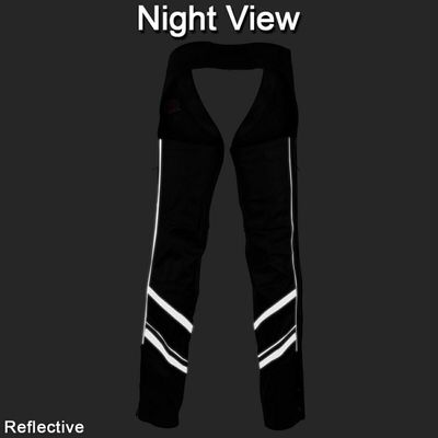 Vance Leather VL803S Unisex Black Reflective and Vented Premium Cowhide Leather Biker Motorcycle Riding Chaps Vance Leather VL803S Unisex Black Reflective and Vented Premium Cowhide Leather Biker Motorcycle Riding Chaps