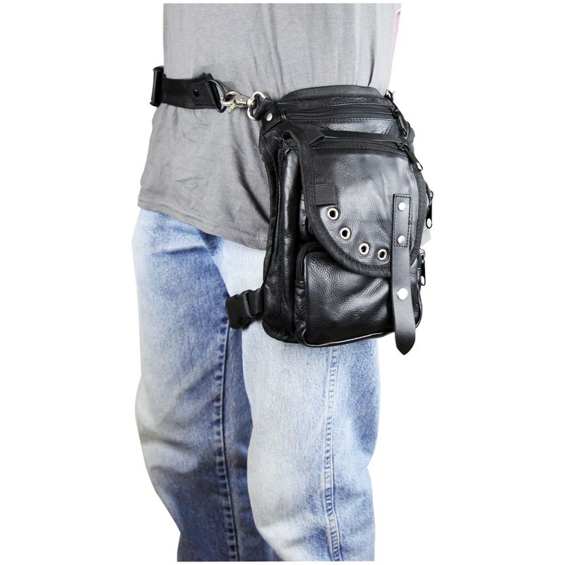 VA564 Black Carry Leather Thigh Bag with Waist Belt and concealed Gun Pocket VA564 Black Carry Leather Thigh Bag with Waist Belt and concealed Gun Pocket