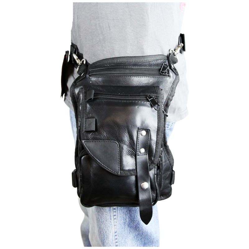 VA565 Black Carry Leather Thigh Bag with Waist Belt and concealed Gun Pocket VA565 Black Carry Leather Thigh Bag with Waist Belt and concealed Gun Pocket