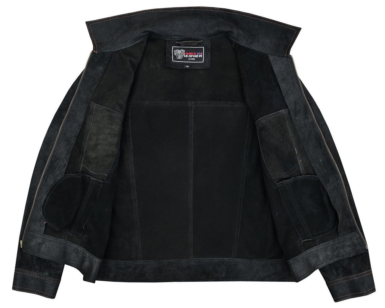 Rancher Goat Suede Trucker Black Leather Jacket - Blackbeard's ...