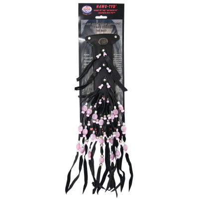 HTPink "Hawg Tyd" The Authentic Leather Hair TYS - Pink Beads