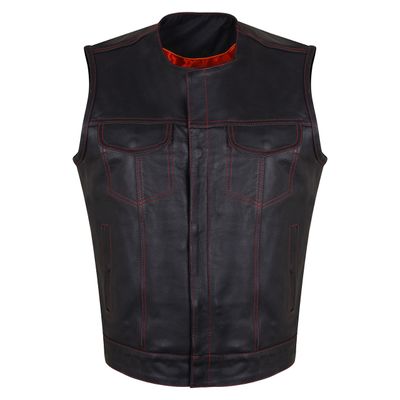 HMM919R High Mileage Men's Zipper and Snap Closure Leather Club Vest Quick Access Gun Pocket w/Red Liner HMM919R High Mileage Men's Zipper and Snap Closure Leather Club Vest Quick Access Gun Pocket w/Red Liner