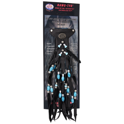 HTBlue "Hawg Tyd" The Authentic Leather Hair TYS - Blue Beads