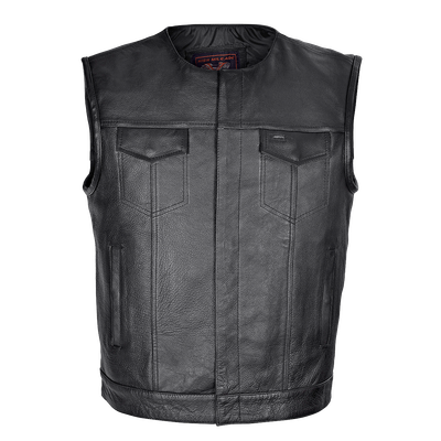 HMM919 Men's Zipper and Snap Closure Leather Motorcycle Club Vest Quick Access Gun Pocket HMM919 Men's Zipper and Snap Closure Leather Motorcycle Club Vest Quick Access Gun Pocket