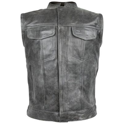 HMM914DG Vance Leather Distressed Gray Motorcycle Club Leather Vest HMM914DG Vance Leather Distressed Gray Motorcycle Club Leather Vest