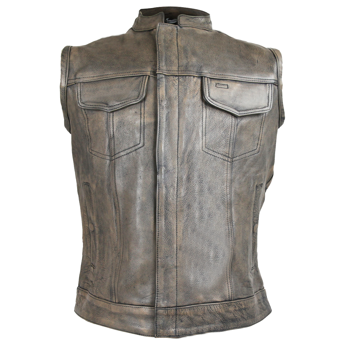 HMM914DB Vance Leather Distressed Brown Motorcycle Club Leather Vest