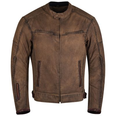 HMM1514Br Rusty Men's Brown Wax Cotton Scooter Jacket