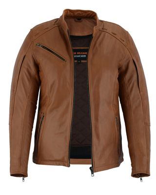 HML703T High Mileage Ladies Brown Fringe and Rivet Leather Jacket HML703T High Mileage Ladies Brown Fringe and Rivet Leather Jacket