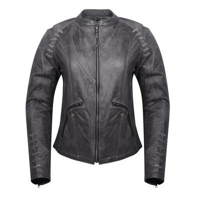 HML638DG Ladies Lightweight Distressed Gray Goat Skin Leather Jacket HML638DG Ladies Lightweight Distressed Gray Goat Skin Leather Jacket