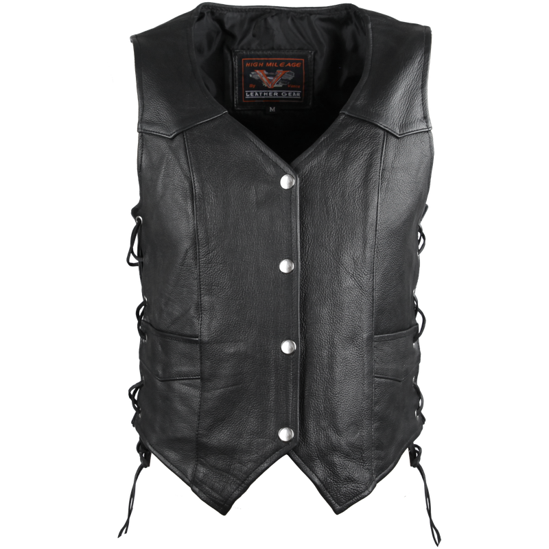 HML1040 Ladies Naked Leather Vest With Lace Sides