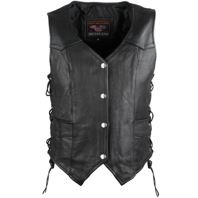 HML1040 Ladies Naked Leather Vest With Lace Sides